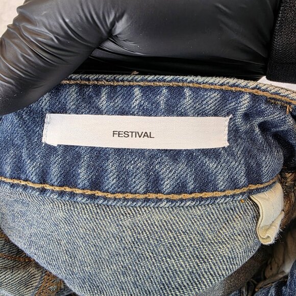 Garage Denim Shorts Womens 26 Blue Festival Distressed Cutoff Raw Hem Frayed - Picture 9 of 11